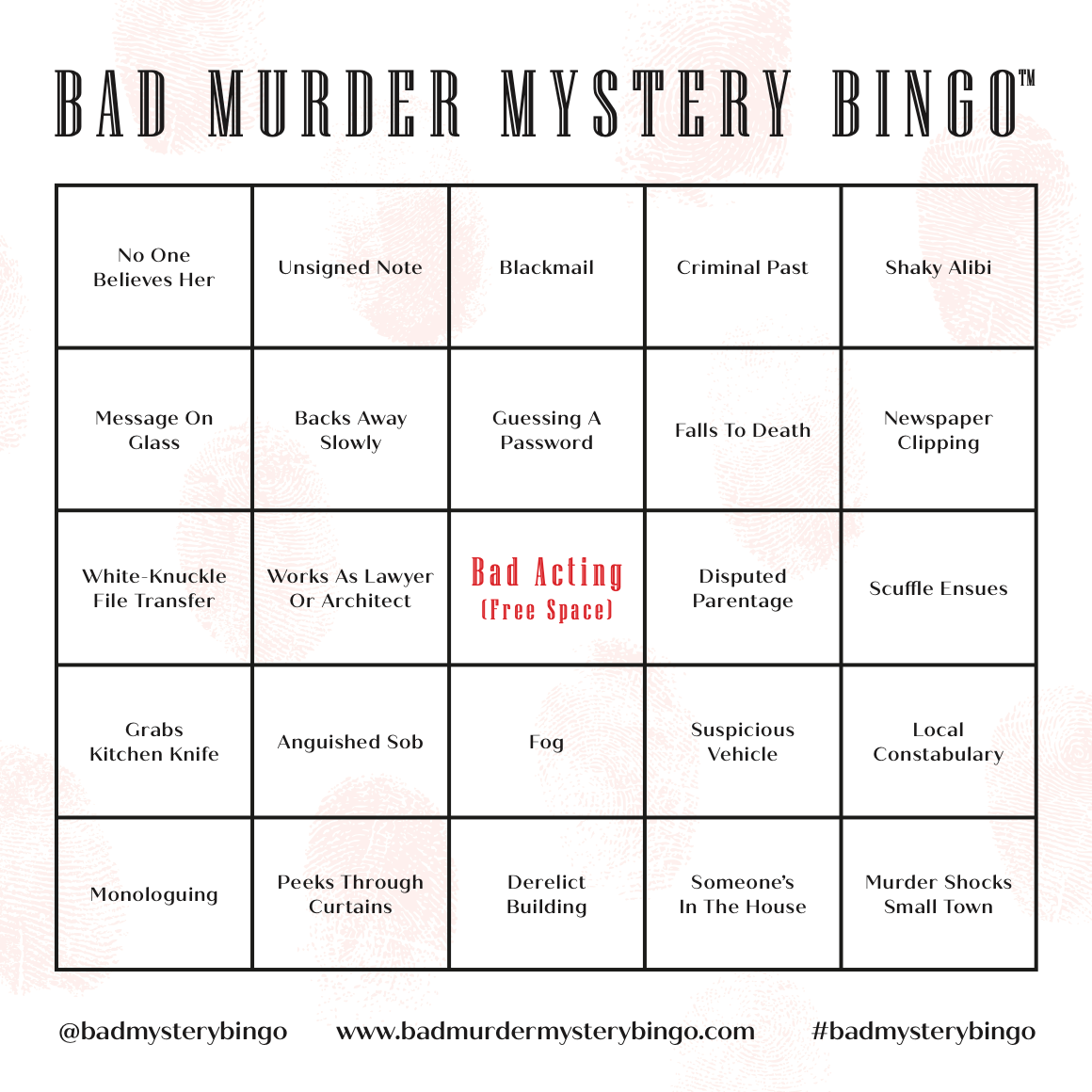 Bad Murder Mystery Bingo™